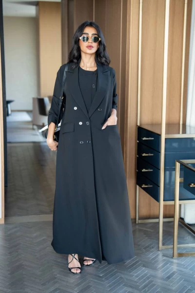 Abaya Blazer Crepe Black IB229 Black